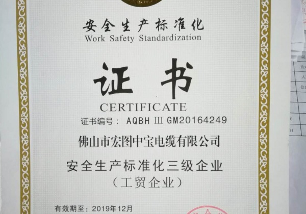 安全生产标准化证书